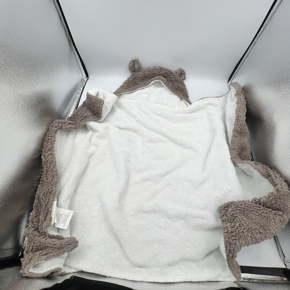 Pottery Barn Kids Infant Teddy Bear Hooded Bath Towel Photo Shoot Fuzzy Brown - Picture 3 of 9